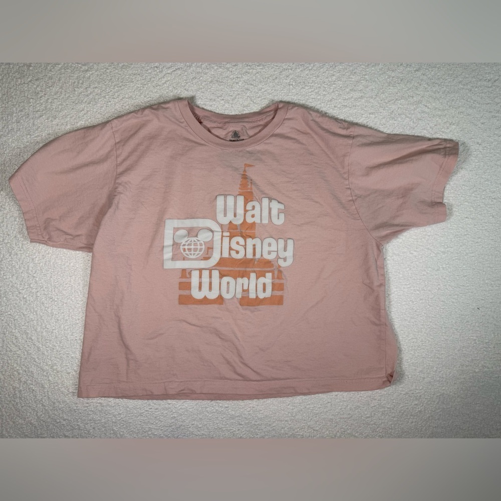 Disney Parks Walt Disney World Tshirt Cropped Womens Pink Size XL